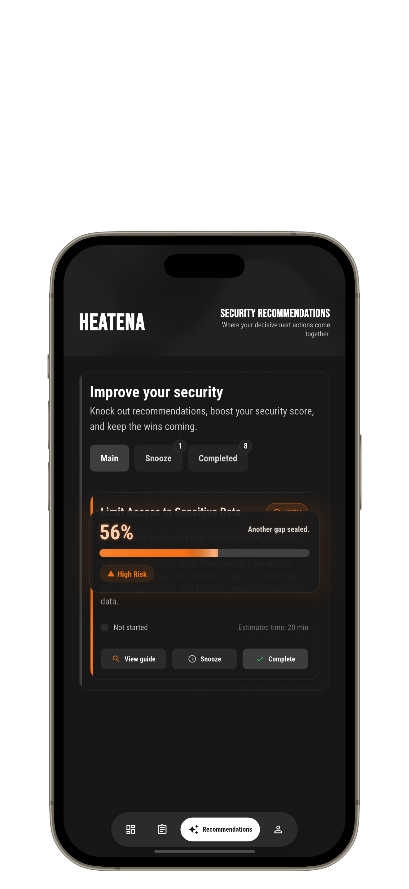 Heatena security score screen