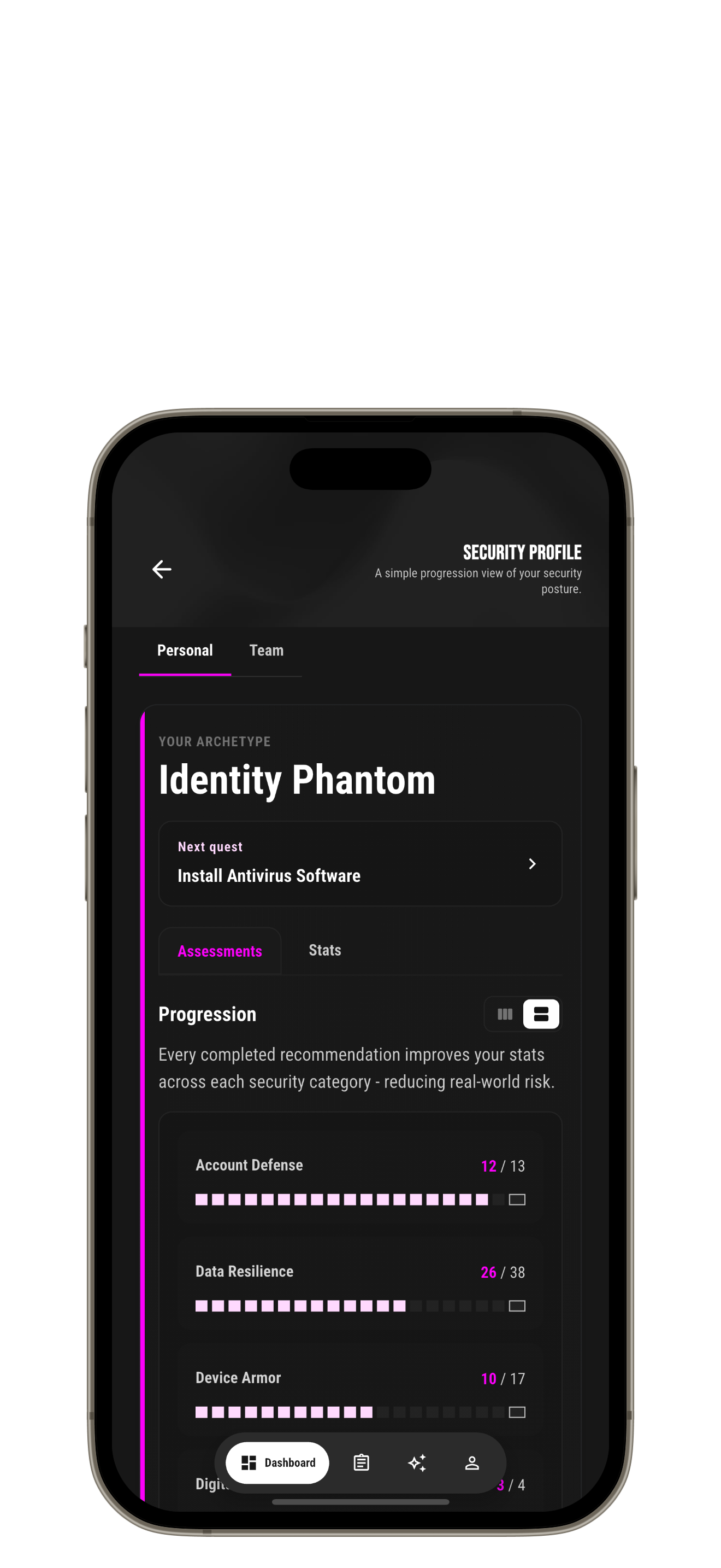 Heatena security profile screen
